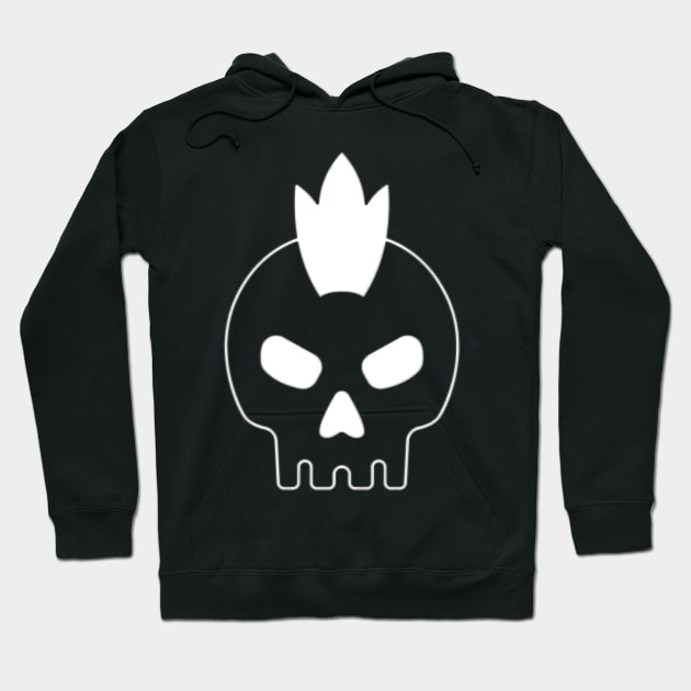 Queen skull, in white, with a crown on a black background. Hoodie by Rebeldía Pura